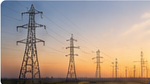 Transmission line at sunset