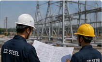 ZZ Steel engineers reviewing infrastructure drawings