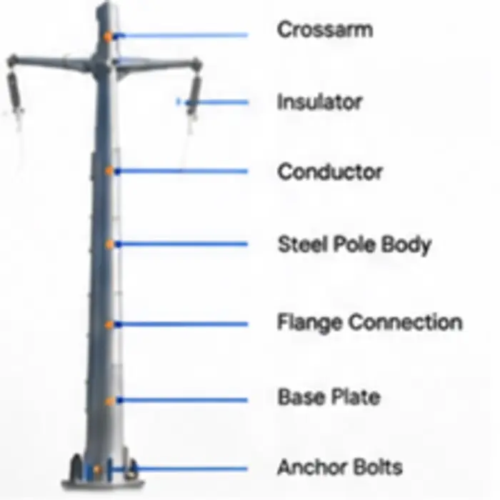 220kV Transmission Poles annotated structure diagram