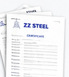 ZZ Steel shipping certificate documents