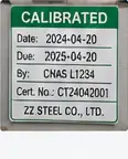 Calibrated equipment traceability label